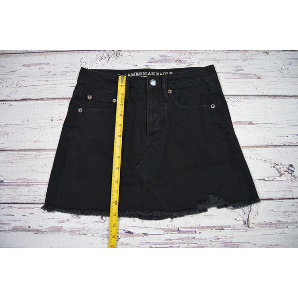American Eagle Outfitters Women's Juniors Jean Skirt Black Size 0 Pre-Owned - Picture 3 of 11